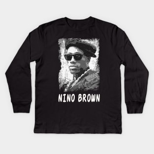 Graphic Art Nino Brown Kids Long Sleeve T-Shirt